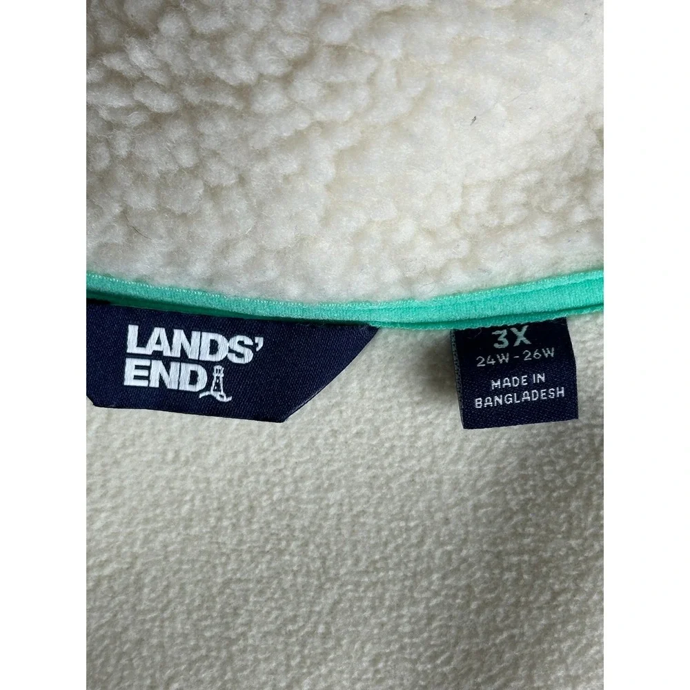 Lands End Women's Off White Heavy Fleece Full Zip Jacket sz 3X (15598) - Picture 8 of 10